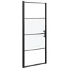 vidaXL Shower Door 91x195 cm Half Frosted Tempered Glass Black