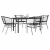 vidaXL 5 Piece Garden Dining Set Black Poly Rattan Glass