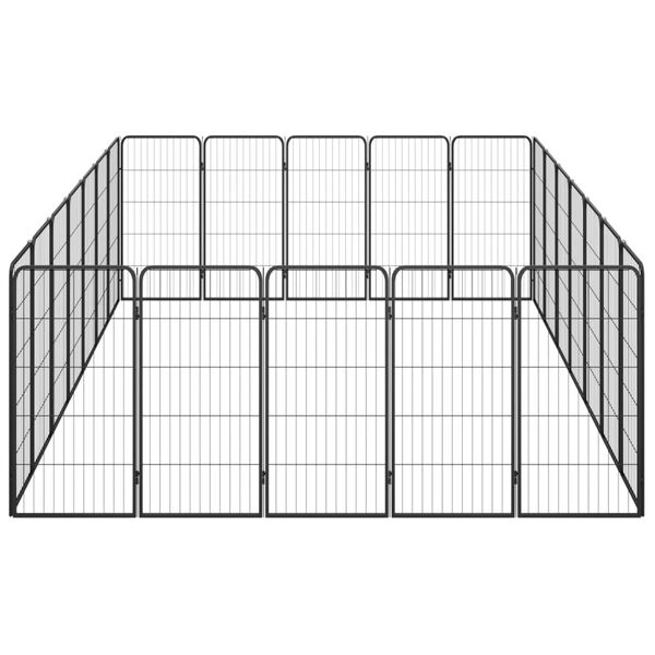 vidaXL 24-Panel Dog Playpen Black 50x100 cm Powder-coated Steel
