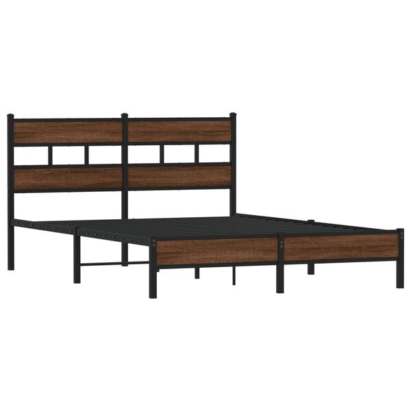 vidaXL Bed Frame without Mattress Brown Oak 137x190 cm Engineered Wood