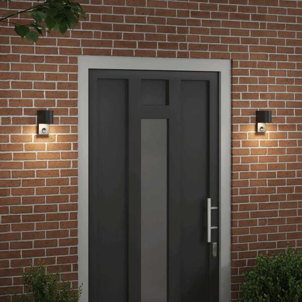 vidaXL Outdoor Wall Lights 2 pcs Black 12 x 7 x 15 cm Stainless steel