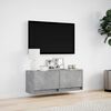 vidaXL TV Wall Cabinet with LED Lights Concrete Grey 100x31x35 cm