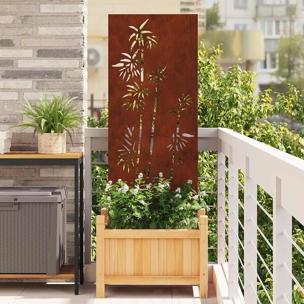 vidaXL Garden Privacy Screen Floral Rusty 50 x 140 cm Weathering Steel