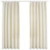 vidaXL Blackout Curtains 2 pcs with Hooks Velvet Cream 140x175 cm
