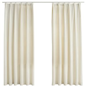 vidaXL Blackout Curtains 2 pcs with Hooks Velvet Cream 140x175 cm