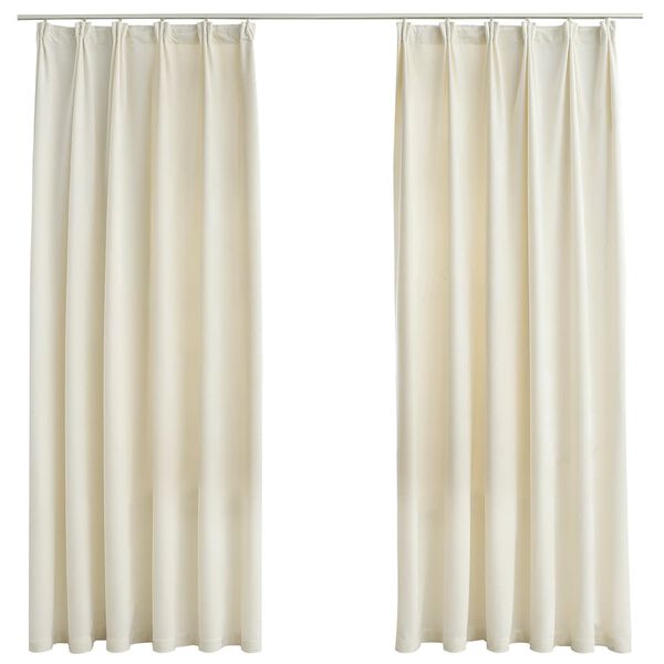vidaXL Blackout Curtains 2 pcs with Hooks Velvet Cream 140x175 cm