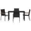 vidaXL Garden Dining Set 5 pcs Black Powder-coated Steel