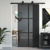 vidaXL Sliding Door Black 102.5x205 cm Tempered Glass and Aluminium