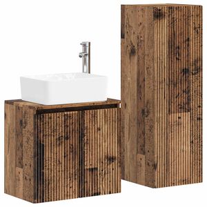 vidaXL Bathroom Furniture Set 2 pcs Old Wood 33 x 34.5 x 100 cm