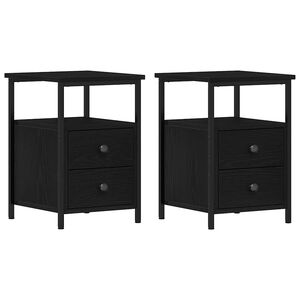 vidaXL Bedside Cabinets 2 pcs Black Oak 34x35.5x50 cm Engineered Wood
