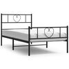 vidaXL Metal Bed Frame without Mattress with Footboard Black 100x190cm