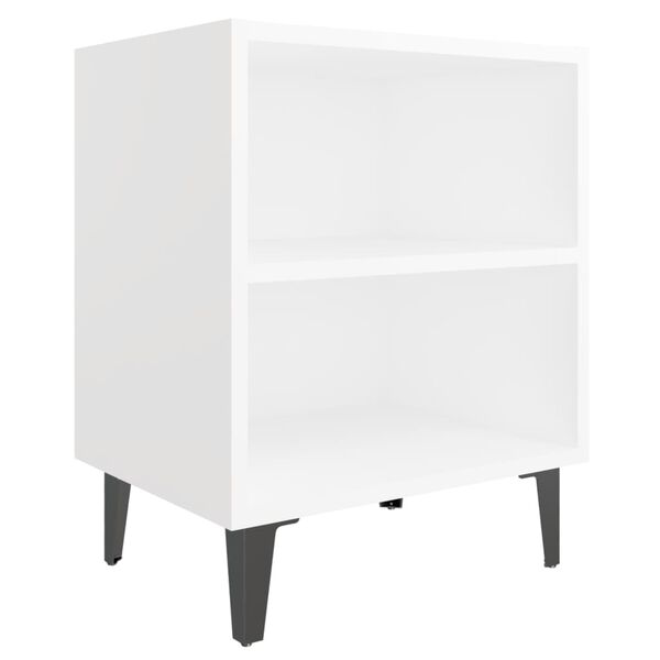 vidaXL Bed Cabinets with Metal Legs 2 pcs White 40x30x50 cm