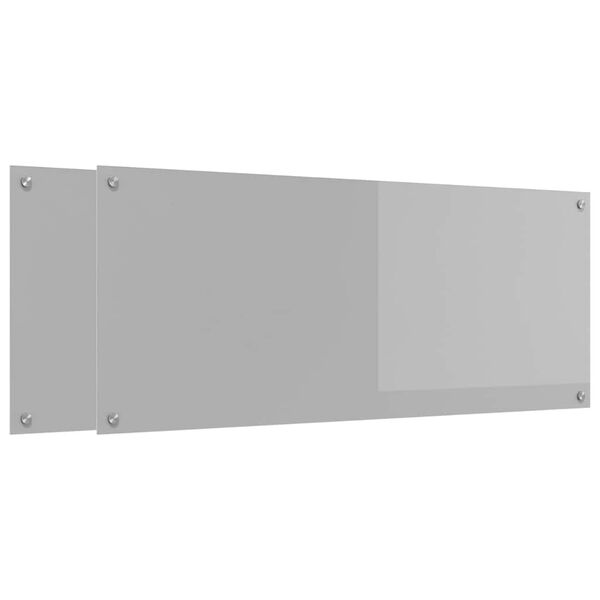 vidaXL Kitchen Backsplash 2 pcs Light Grey 120 x 50 cm Tempered Glass