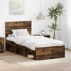 vidaXL Bed Frame with Headboard Smoked Oak 75 x 190 cm Engineered wood