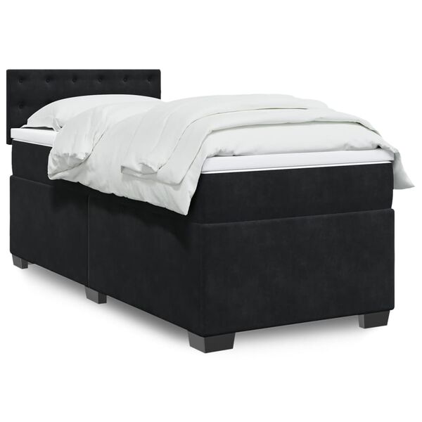 vidaXL Box Spring Bed with Mattress Black 90x200 cm Velvet