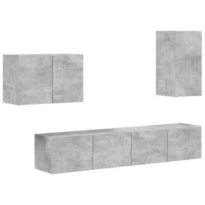 vidaXL TV Wall Cabinet Set 4 pcs Concrete Grey Engineered Wood