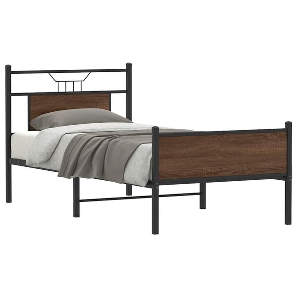 vidaXL Bed Frame without Mattress Brown Oak 80x200 cm Engineered Wood