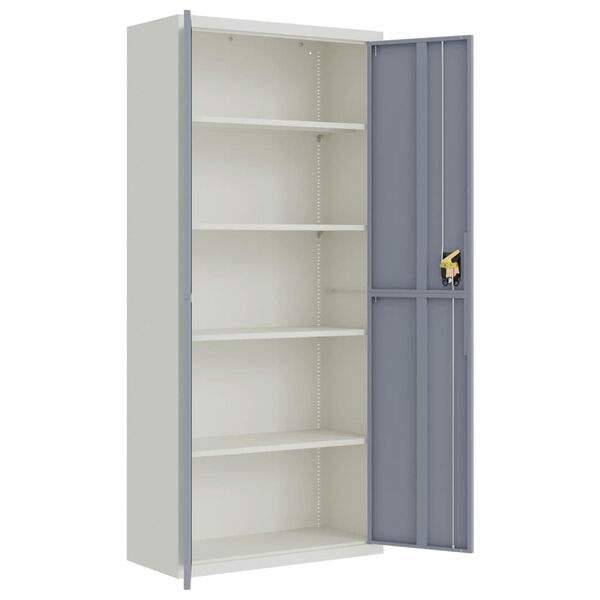 vidaXL File Cabinet Light Grey and Dark Grey 90x40x200 cm Steel