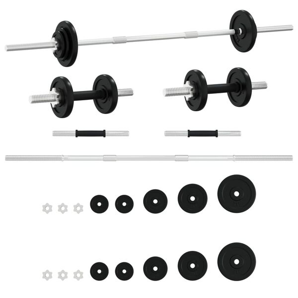 vidaXL Barbell and Dumbbell Set 30 kg Cast Iron