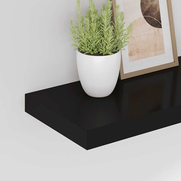 vidaXL Floating Wall Shelves 4 pcs Black 60x23.5x3.8 cm MDF