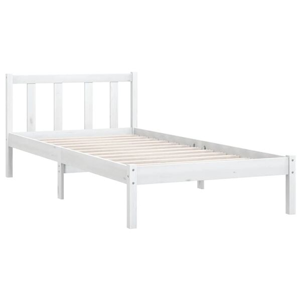 vidaXL Bed Frame without Mattress White Solid Wood 100x200 cm