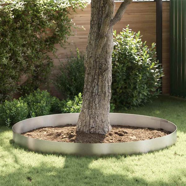vidaXL Lawn Edging Silver 450 x 0.05 x 25 cm Stainless Steel