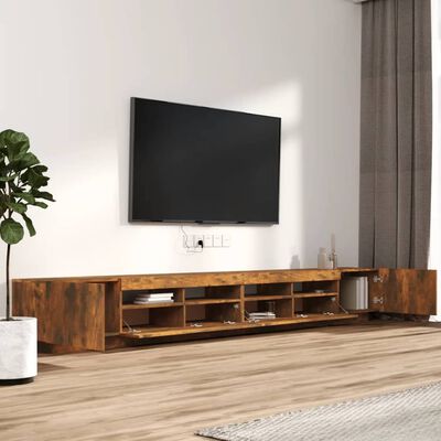 vidaXL 3 Piece TV Cabinet Set with LED Lights Smoked Oak Engineered Wood
