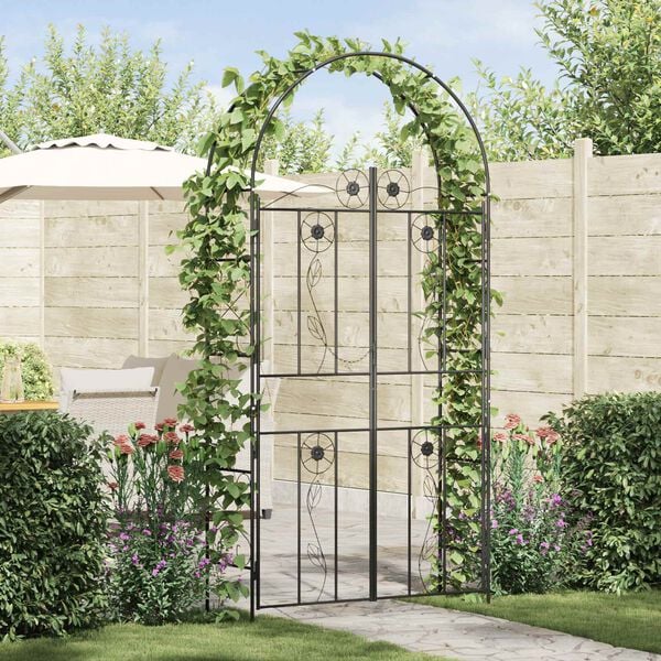 vidaXL Garden Arch Plain Black 115 x 37 x 226 cm