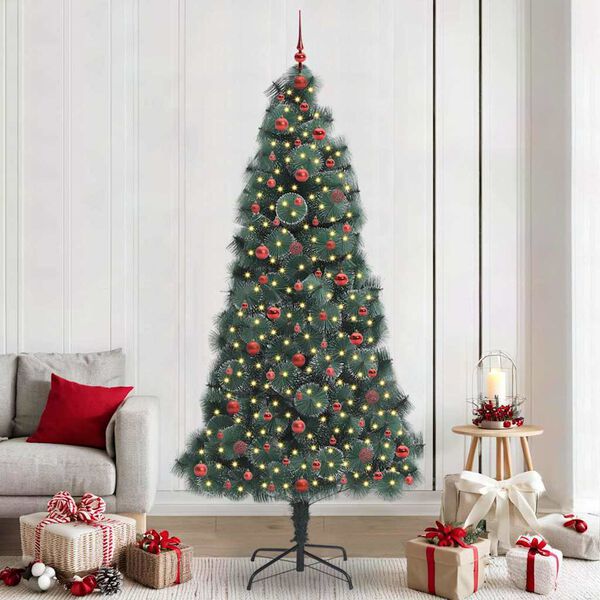 vidaXL Artificial Pre-lit Christmas Tree with Ball Set Green 240 cm