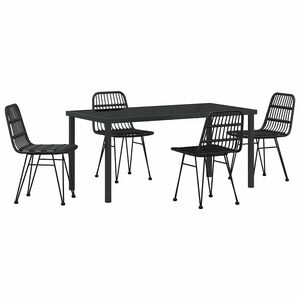 vidaXL Garden Dining Set 5 pcs Black Powder-Coated Steel