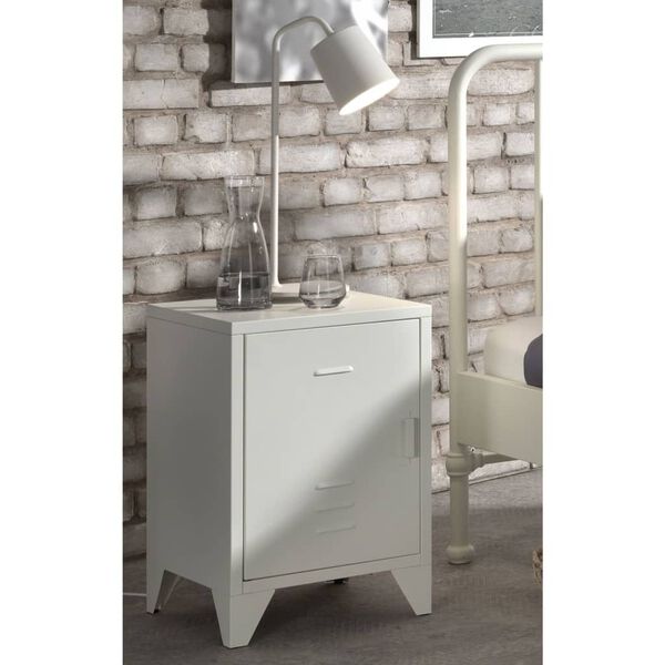 Vipack Nightstand Bronxx with Door Metal Matte White
