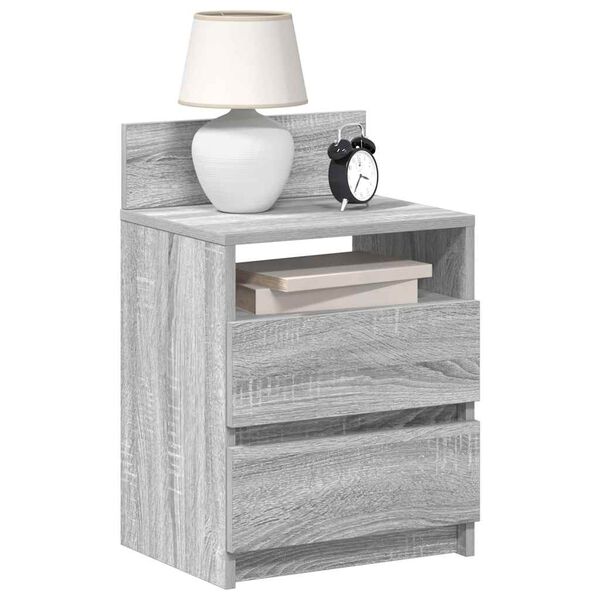 vidaXL Bedside Cabinet with 2 Drawers Grey Sonoma 40x33x60 cm