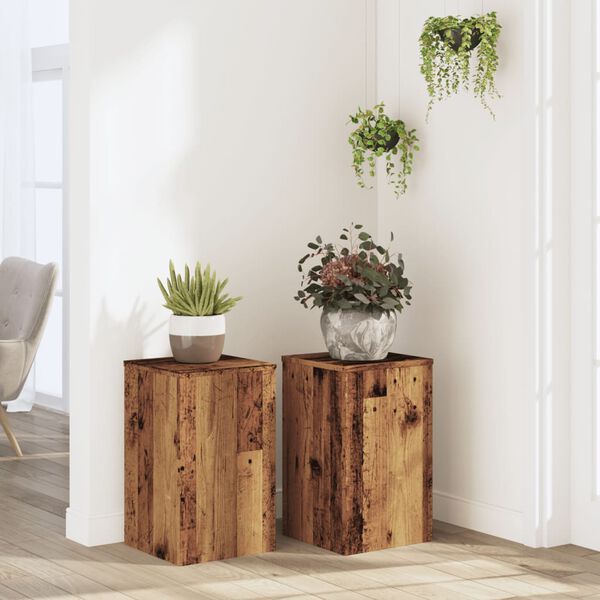vidaXL Plant Stands 2 pcs Old Wood 30x30x50 cm Engineered wood