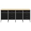 vidaXL Work Cabinet with Drawer 4 pcs Black and Grey 200 x 55 x 85 cm