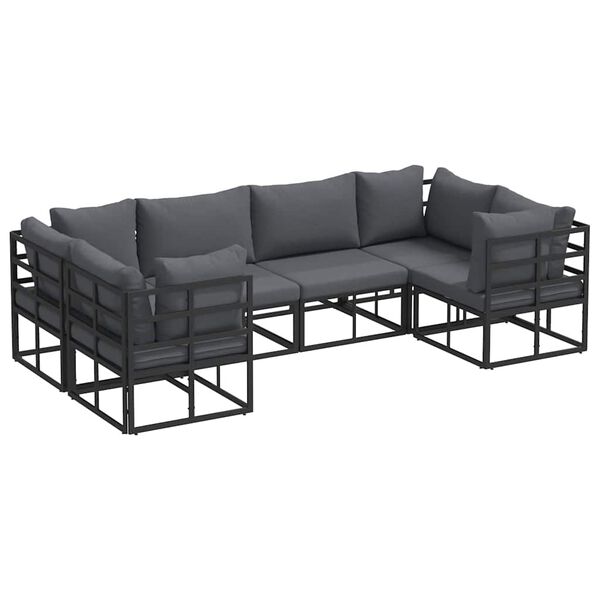 vidaXL Garden Sofa Set with Cushion 6 pcs Black Aluminium