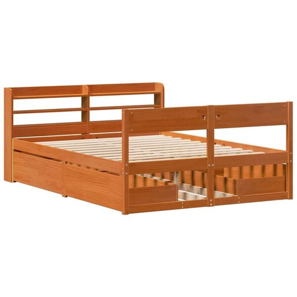 vidaXL Bed Frame without Mattress Wax Brown 120x200 cm Solid Wood Pine
