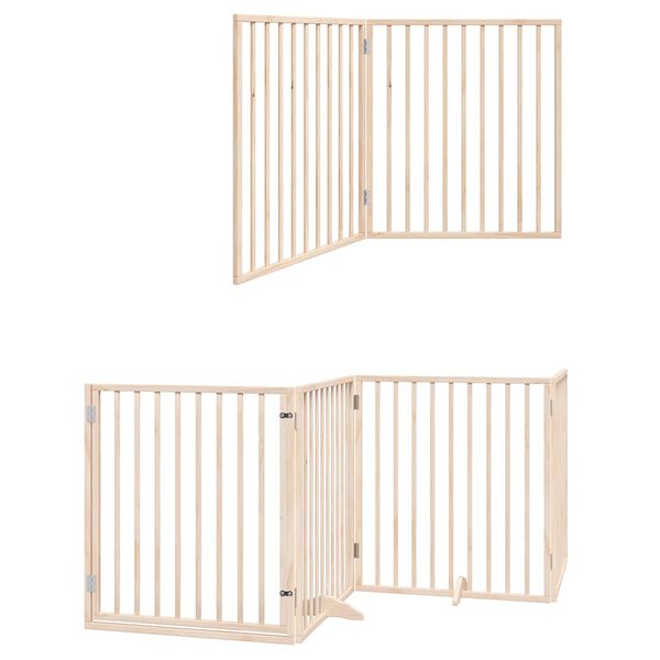 vidaXL Dog Gate with Door Foldable 12 Panels 960 cm Poplar Wood