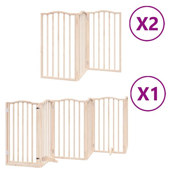 vidaXL Dog Gate with Door Foldable 12 Panels 600 cm Poplar Wood