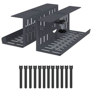 vidaXL Under Desk Cable Management Tray 2 pcs Anthracite