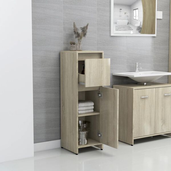 vidaXL Bathroom Cabinet Sonoma Oak 30x30x95 cm Engineered Wood