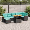 vidaXL 7 Piece Garden Sofa Set with Cushions Black Poly Rattan Acacia