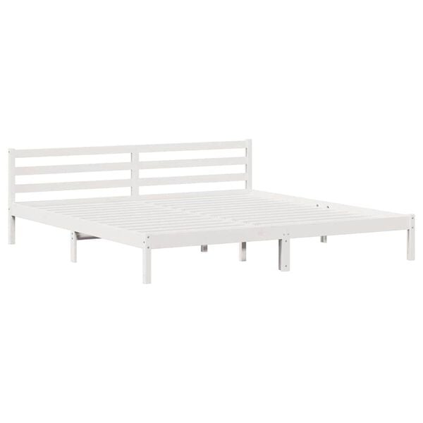 vidaXL Bed Frame White 215.5 x 205.5 x 69.5 cm Solid Pine Wood