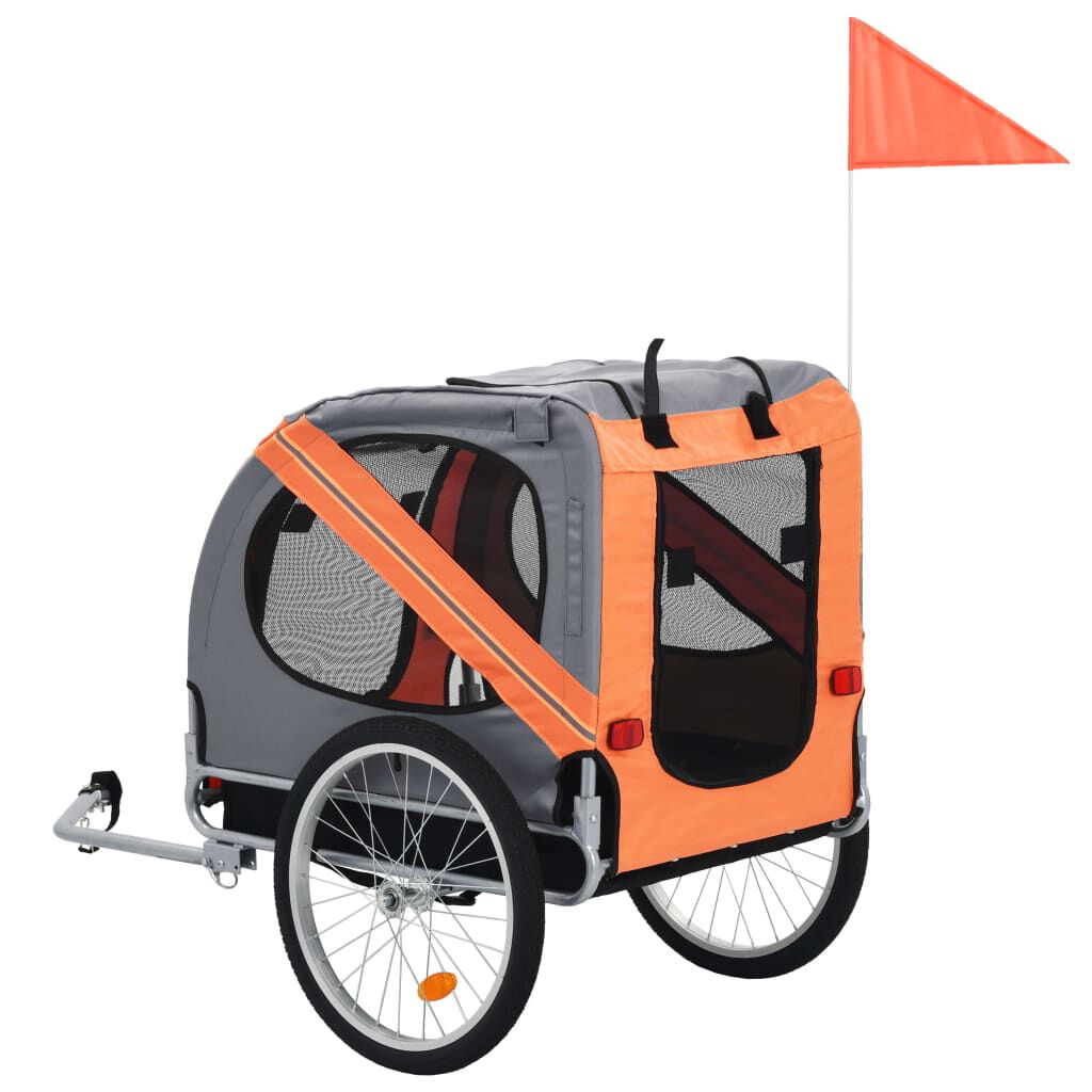 vidaXL Pet Bike Trailer Orange and Grey