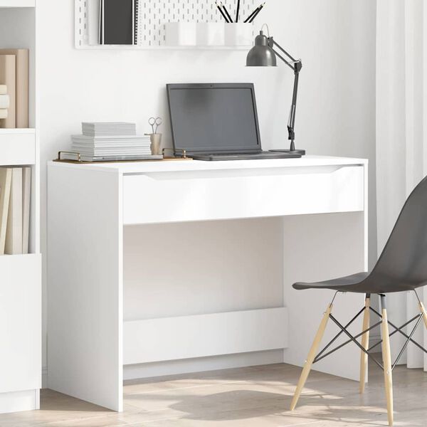 vidaXL Desk with Drawer White 100 x 50 x 78 cm Engineered Wood