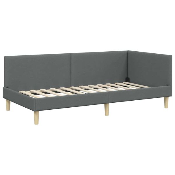 vidaXL Corner Bed Frame with Headboard Dark Grey 80 cm x 200 cm Velvet