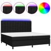 vidaXL Box Spring Bed with Mattress&LED Black 200x200 cm Fabric