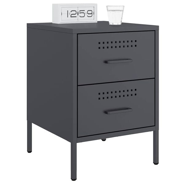 vidaXL Bedside Cabinets 2 pcs Anthracite 36x39x50.5 cm Steel