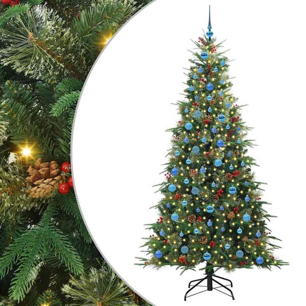 vidaXL Artificial Hinged Christmas Tree Green 210 cm PE and PVC