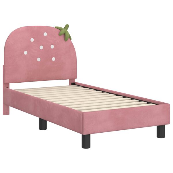 vidaXL Toddler Bed Frame with Headboard Pink 70 x 140 cm Velvet