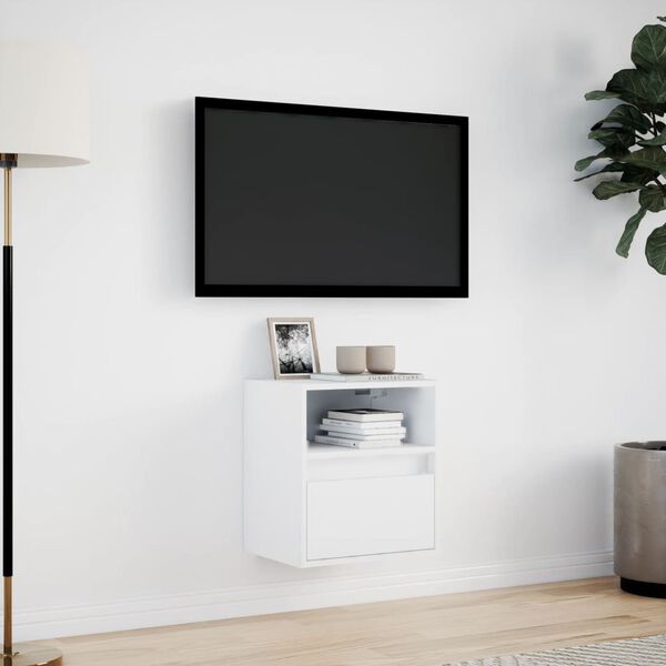 vidaXL TV Wall Cabinet with LED Lights White 41x31x45 cm